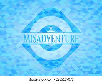 Misadventure realistic light blue mosaic emblem. 