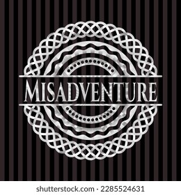 Misadventure silver shiny badge. Vector Illustration. Mosaic. 