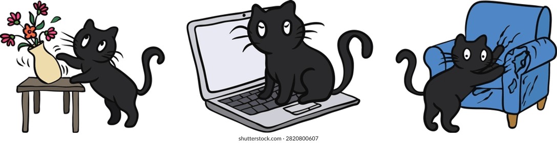 The Misadventures of a Mischievous Black Cat, A Tale of Tipped Vases, Occupied Keyboards, and Shredded Furniture