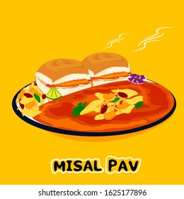 Misal pav indian Street Food Vector