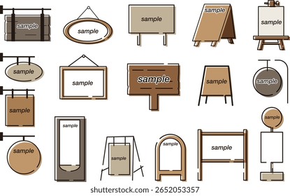 Conjunto de ilustrações do quadro de placa de estilo de impressão desalinhado