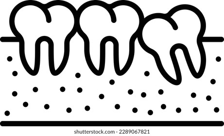 Misaligned wisdom teeth concept, Third molar tooth vector icon design, Dentistry symbol,Health Care sign, Dental instrument stock illustration 