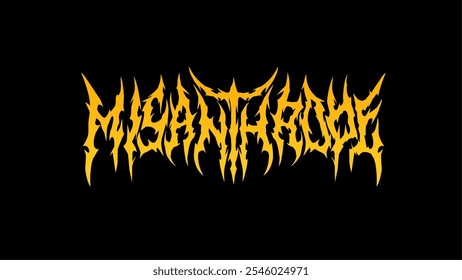 Vetor de letras escuras de tipografia misantropo. perfeito para logotipos góticos, de bandas de metal ou projetos alternativos de temática escura. Ideal para qualquer pessoa que abraça uma vibração escura e nervosa