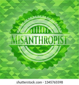 Misanthropist green emblem with mosaic ecological style background