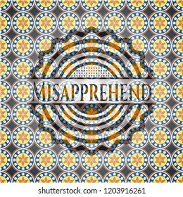 Misapprehend arabic emblem background. Arabesque decoration.
