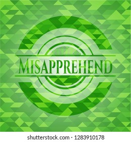 Misapprehend green emblem with mosaic background