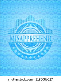 Misapprehend light blue water wave style emblem.