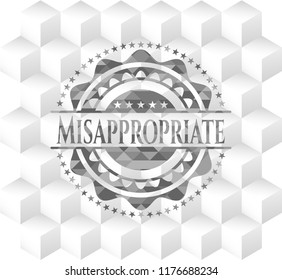 Misappropriate grey emblem with cube white background