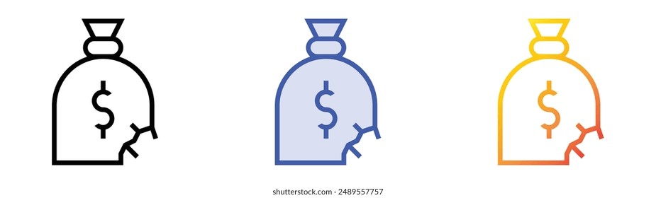 misappropriation icon. Linear, Blue Fill and Gradient Style Design Isolated On White Background