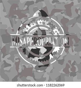 Misappropriation on grey camouflage texture