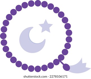 Misbaha with Moon and Start Concept, Tasbih or Sibha vector color icon Design, Ramadan and Eid al-Fitr Symbol, Islamic and Muslims fasting Sign, Arabic holidays celebration stock illustration