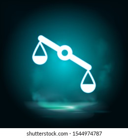 Misbalance, justice, scale vector icon. Lighting blue smoke neon icon. 