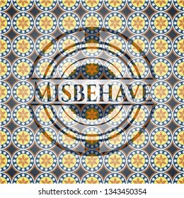 Misbehave arabesque style emblem. arabic decoration.