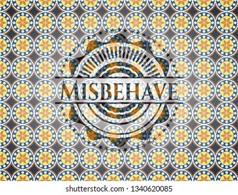 Misbehave arabic badge background. Arabesque decoration.