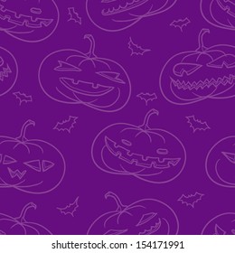 Misc Halloween pumpkins purple seamless pattern.