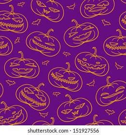 Misc Halloween pumpkins seamless pattern.