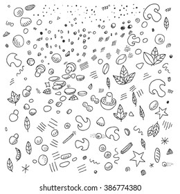 Misc hand drawn abstract doodle sketch elements, for restaurant food, cafe, and  cooking design