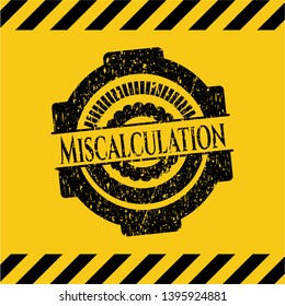 Miscalculation inside warning sign, black grunge emblem. Vector Illustration. Detailed.