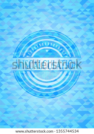 Miscalculation realistic sky blue emblem. Mosaic background