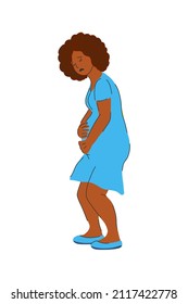 Miscarriage And Abortion. Uterine Bleeding. Black Pregnant Woman Has Misbirth. Rh-conflict During Pregnancy. Spotting From The Vagina. Stock Vector Illustration Isolated.