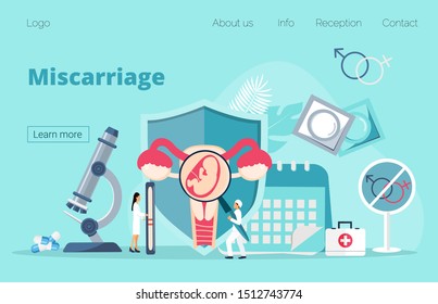 Miscarriage, Healthcare Landing Page,  Awareness Month Organized In October. World Prematurity Day In November. Spontaneous Abortion, Noncarrying Of Pregnancy Concept Vector For Web, Banner, Flyers.