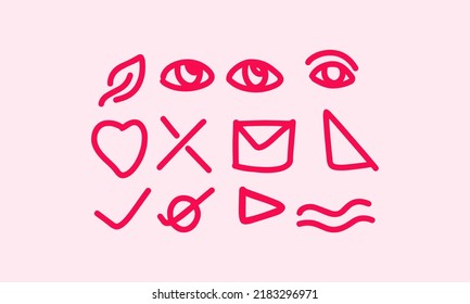miscellaneous abstract symbols hand drawn line bold vector