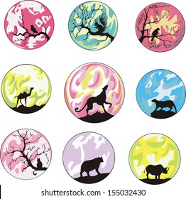 Miscellaneous animal dingbats. Set of color vector animal icons.