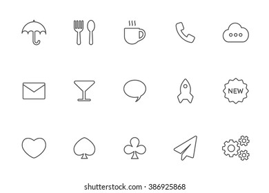 Miscellaneous black line icons