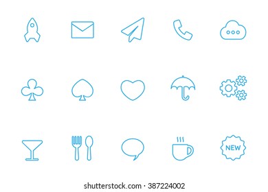 Miscellaneous blue line icons