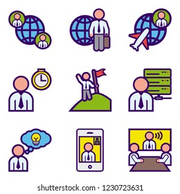 Miscellaneous business and executive colored icons set