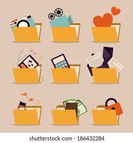 Miscellaneous design over beige background, vector illustration