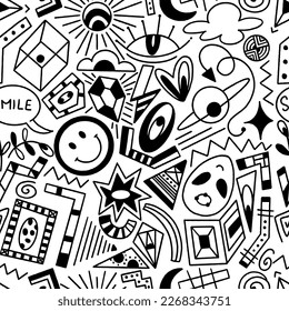 Miscellaneous Doodles Shapes Vector Seamless Pattern