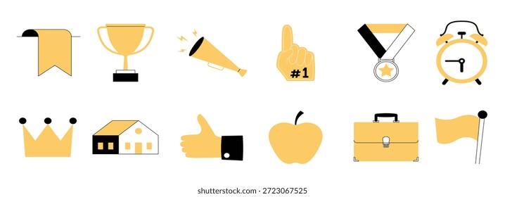 Elementos Diversos. Conjunto de Ícones de Linha Fina