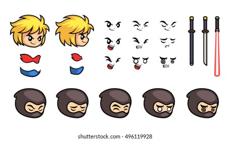 Miscellaneous Facial Expression Game Sprites.
Suitable for side scrolling, action, and adventure game.