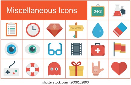 Miscellaneous flat icon set on Business, Technology, and Web. Vector illustration with white background.