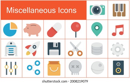 Miscellaneous flat icon set on Business, Technology, and Web. Vector illustration with white background.