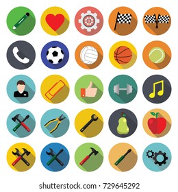 Miscellaneous flat icon set. Vector illustration with white background.