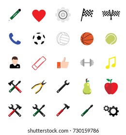 Miscellaneous flat icon set. Vector illustration with white background.