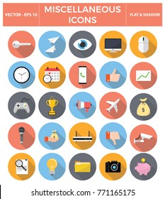 Miscellaneous flat icon set. Vector EPS10 Illustration.