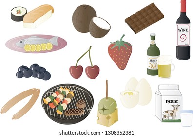 Miscellaneous food vector illustration set