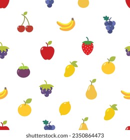 Miscellaneous fruits seamless pattern. Background with colored tropical fruit illustration.