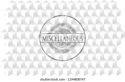 Miscellaneous grey badge with geometric cube white background