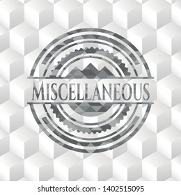 Miscellaneous grey badge with geometric cube white background