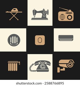 Miscellaneous Home Items Icons Set. Editable vector icon. Perfect for web and app interfaces, presentations, info graphics, etc. in a Beige and Gray Color Scheme.
