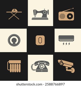 Miscellaneous Home Items Icons Set. Editable vector icon. Perfect for web and app interfaces, presentations, info graphics, etc. in a Beige and Gray Color Scheme.
