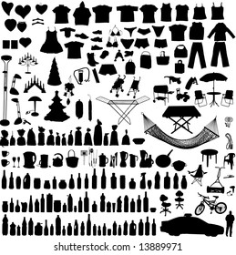 Miscellaneous household, clothes and others vector objects