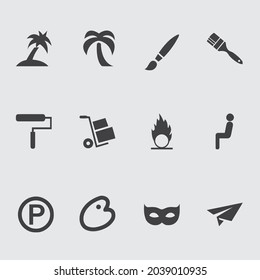 Plantilla de diseño de iconos varios. pincel de conjunto de iconos grandes, hombre, árbol, luna, personas, diseño mundial