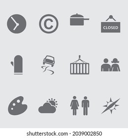 Miscellaneous icon design template. icons set chef, tree, man, clock, color, doctor, leaf, weather, car design