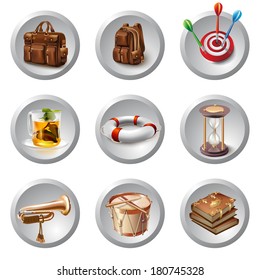 Miscellaneous icon set. Simple circle shape internet buttons on white background. Contemporary modern style