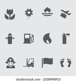 Diseño vectorial de iconos varios. conjunto de iconos flor, arma, banderas, hambre, sombrero, hombre, hogar, red, pie, diseño de pluma